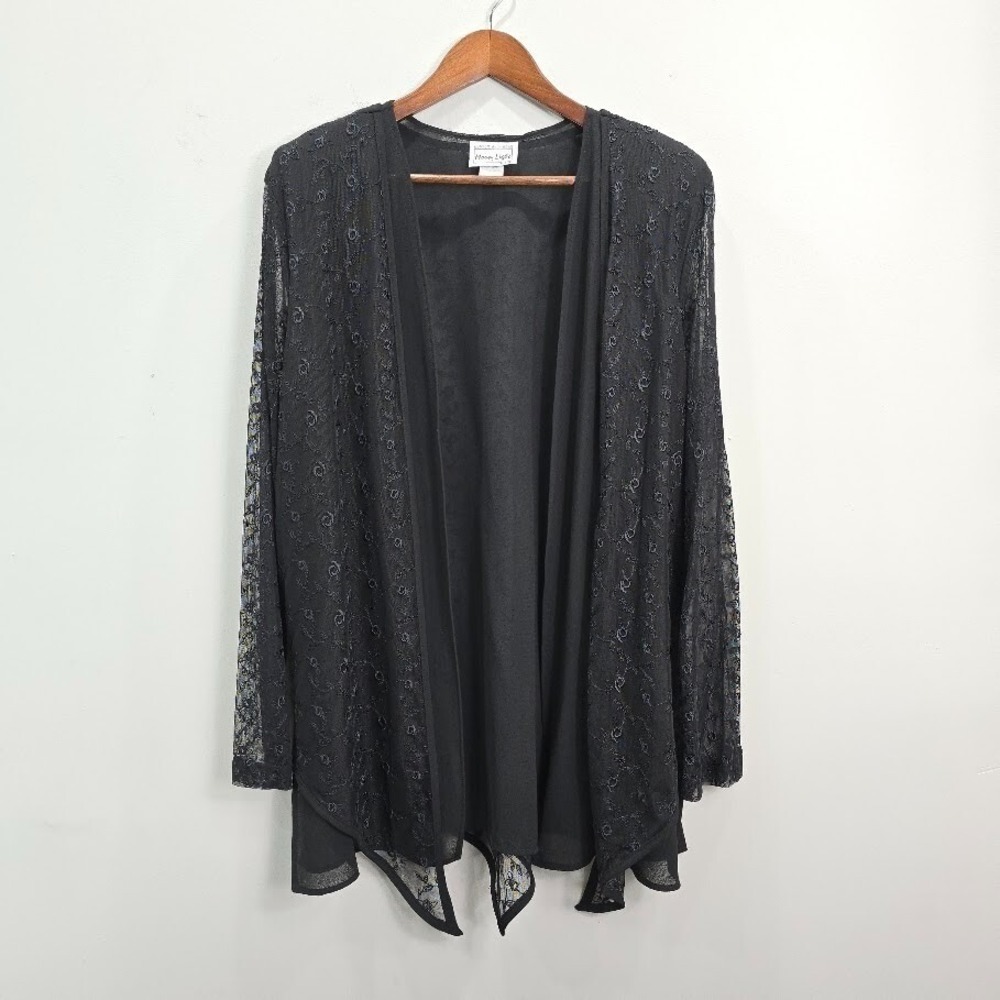 Vtg 90s Y2K Open‎ Front Top Sheer Mesh Lace Whimsigoth Witchy Grunge